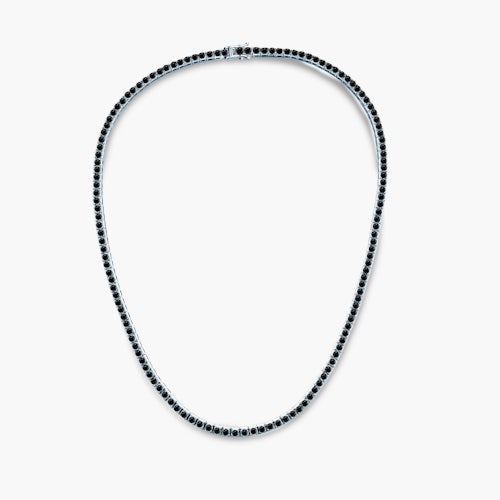 Naszyjnik tenisowy Luminy 3,0mm: białe złoto, czarne diamenty